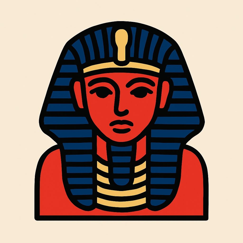 Vibrant Minimalist Egyptian Pharaoh Mask Illustration Sticker