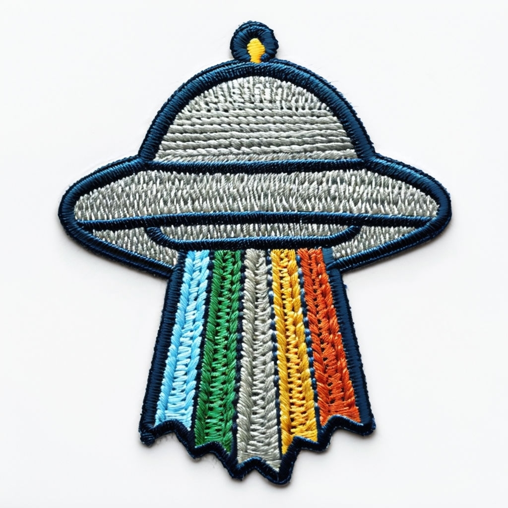 Vibrant UFO Embroidered Patch Design for Creative Hats