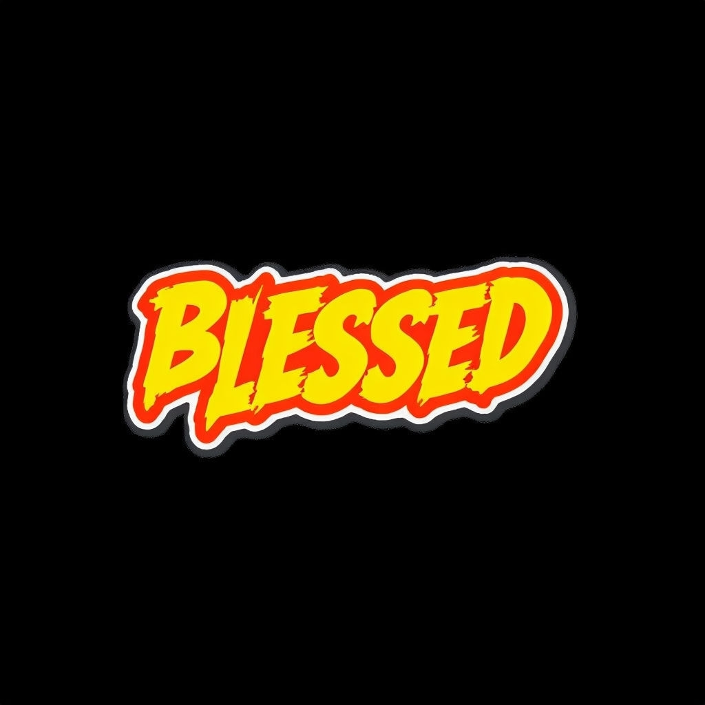 Bold Yellow Blessed Graphic Design T-Shirt