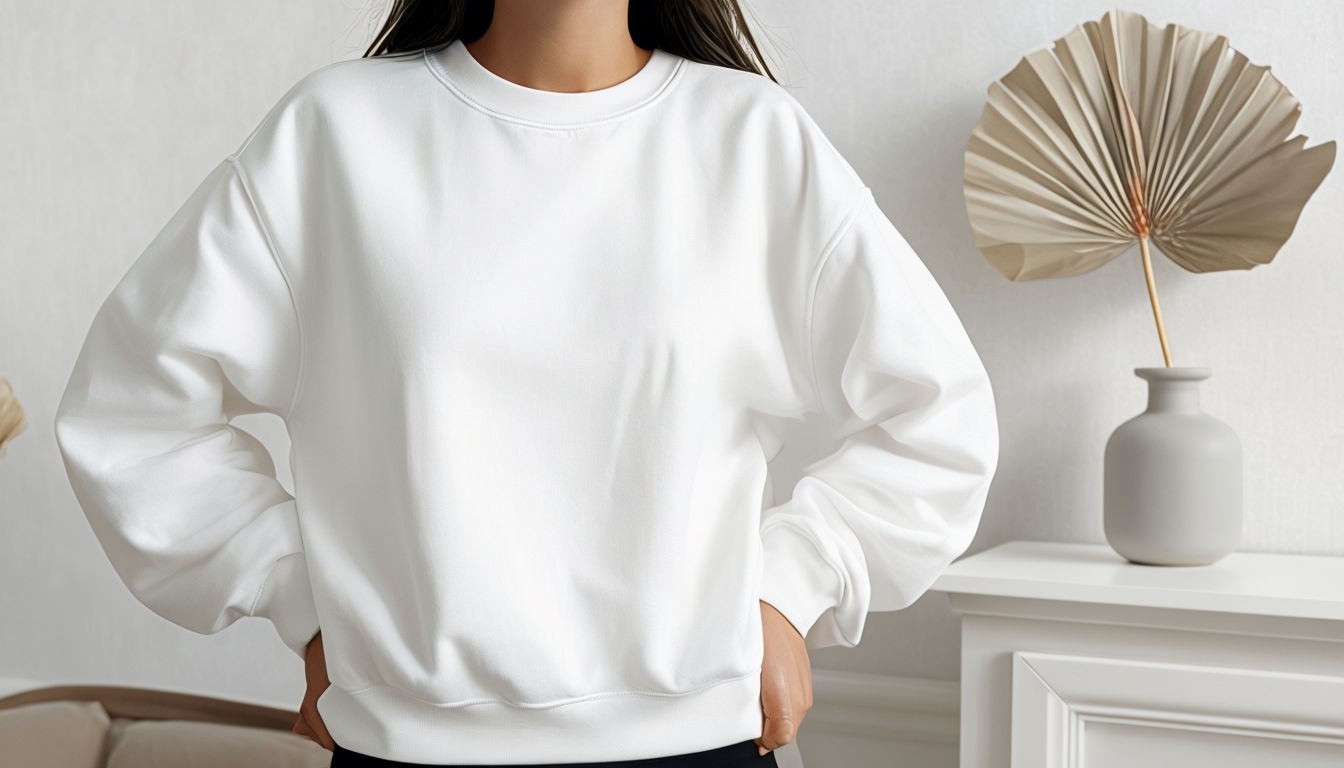 Cozy Oversized White Sweatshirt Casual Wear Mockup