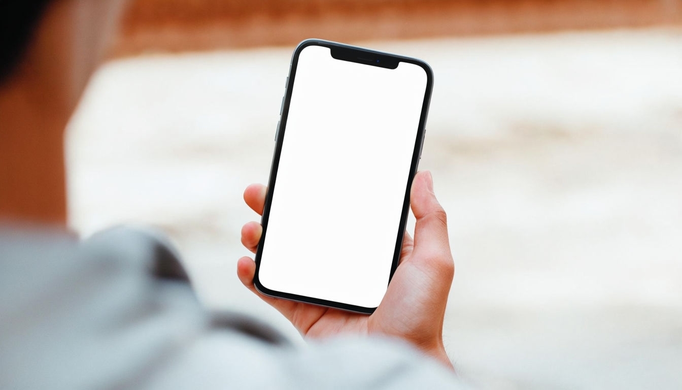 Modern Smartphone Over-the-Shoulder Mockup with Blank Screen Mockup