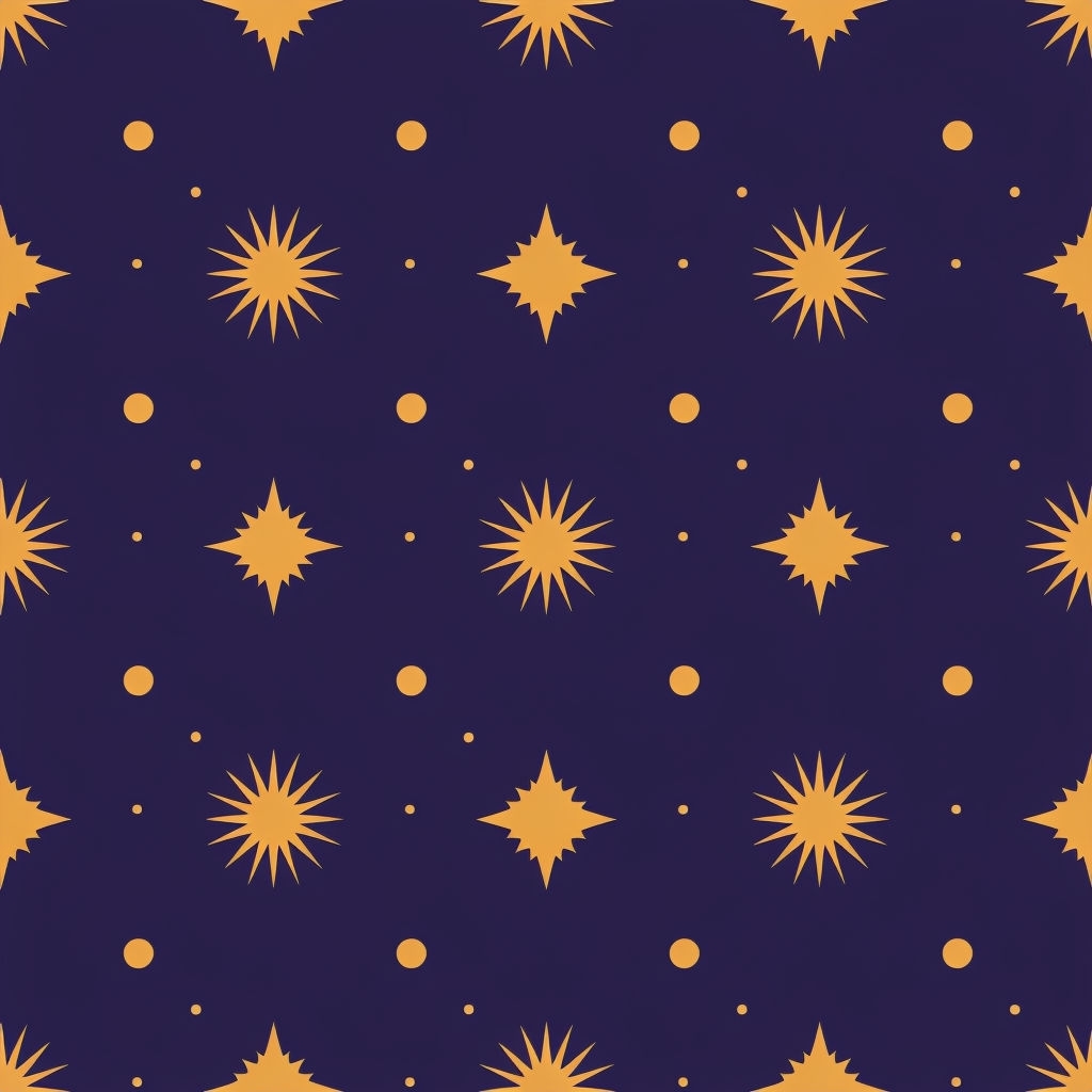 Golden Yellow Stars on Dark Purple Seamless Pattern