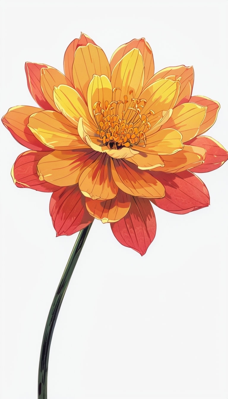 Vibrant Anime Flower Illustration with Gradients for Mobile Wallpaper