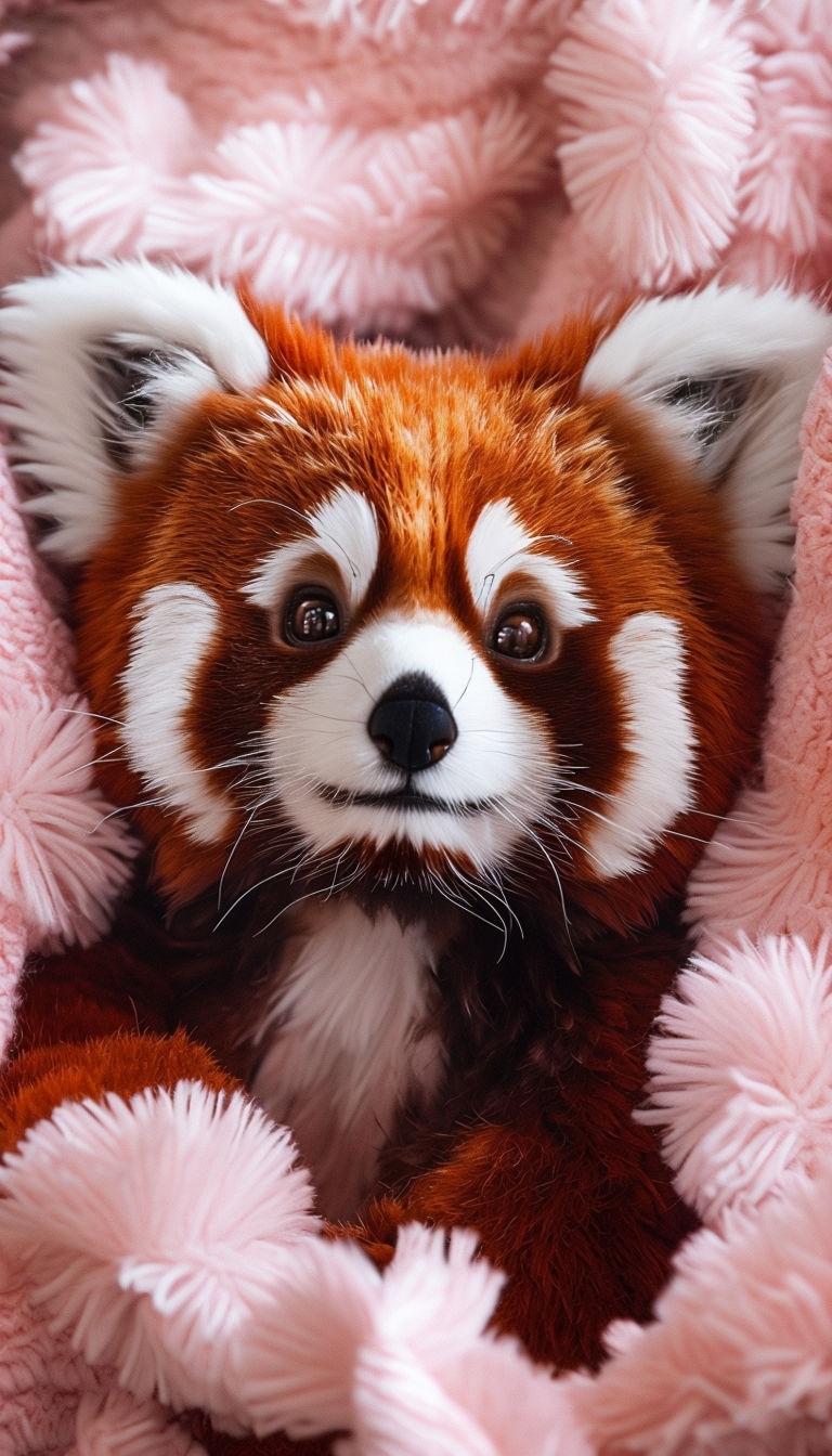 Fluffy Red Panda Plush Toy Close-Up Photography Phone Case Cover