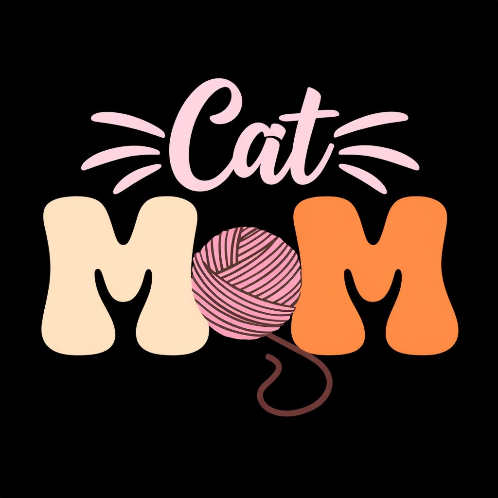 Playful Cat Mom Design with Whimsical Yarn Ball T-Shirt
