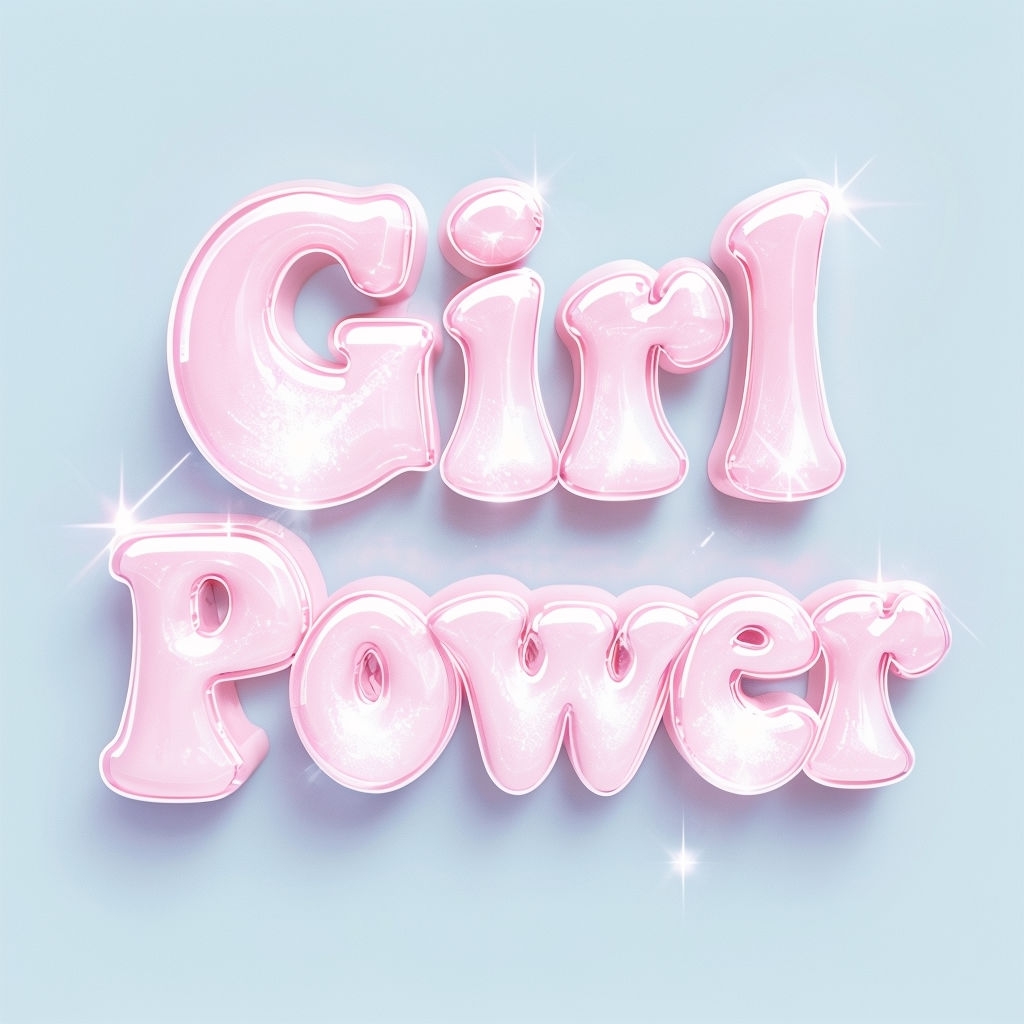 Bold Girl Power Typography with Glossy 3D Texture Poster