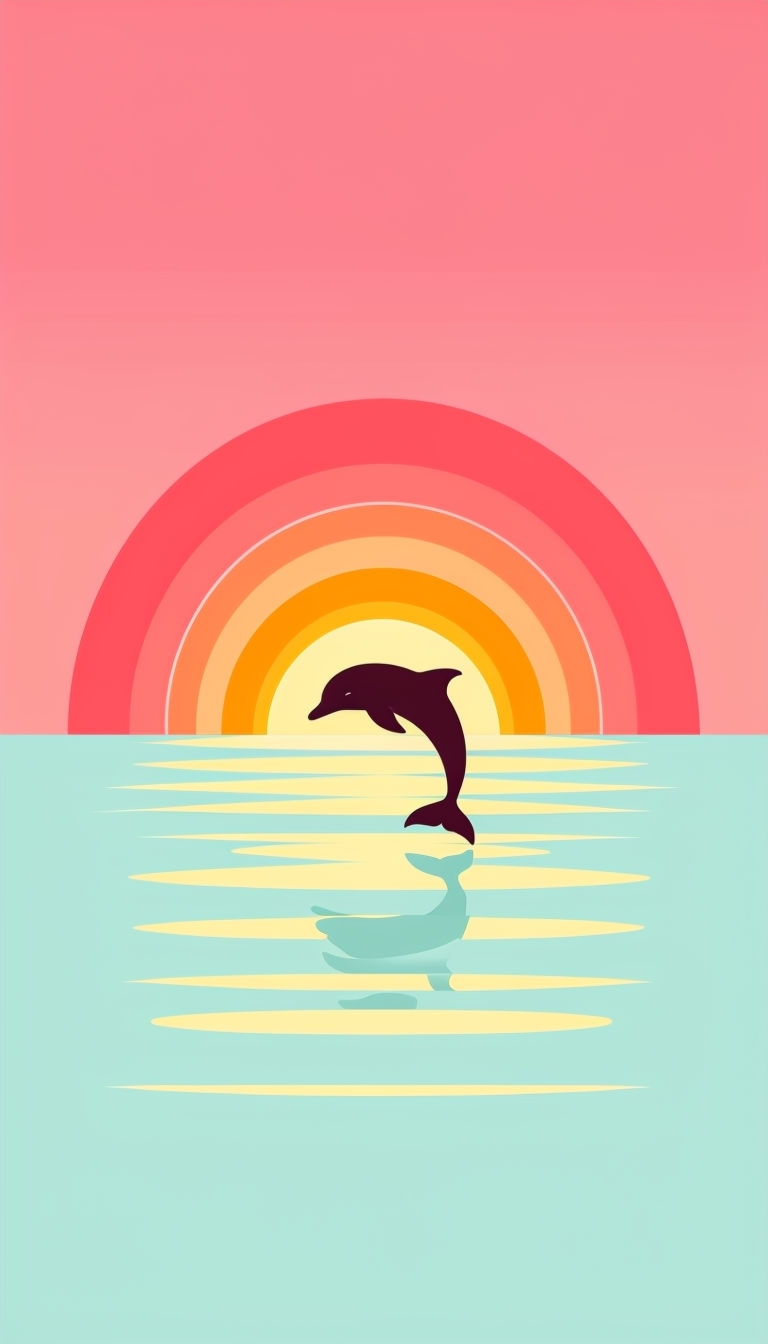 Serene Dolphin Sunrise Minimalist Art Phone Case Cover