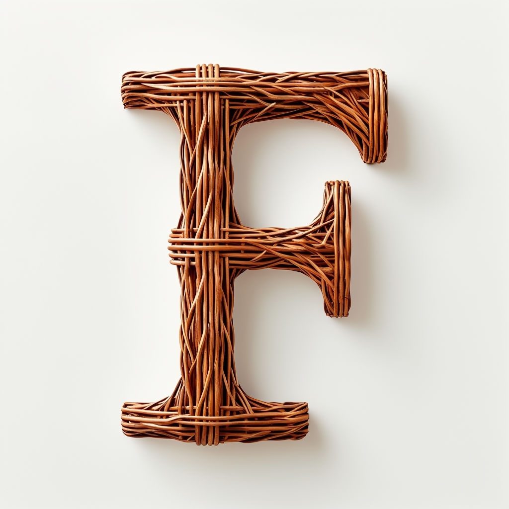 Elegant Woven Wicker Monogram 'F' Design for Luxury Branding Monogram