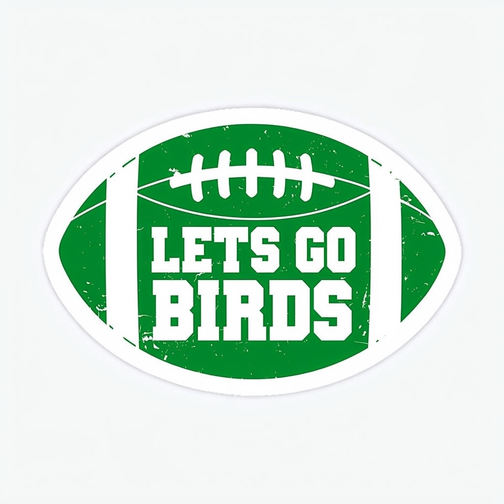 Vintage Forest Green Football Lets Go Birds Sticker