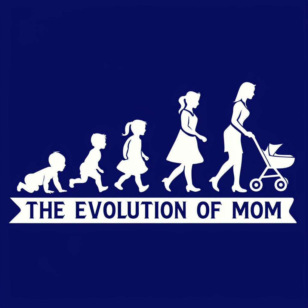 The Evolution of Mom Silhouette Graphic Design T-Shirt