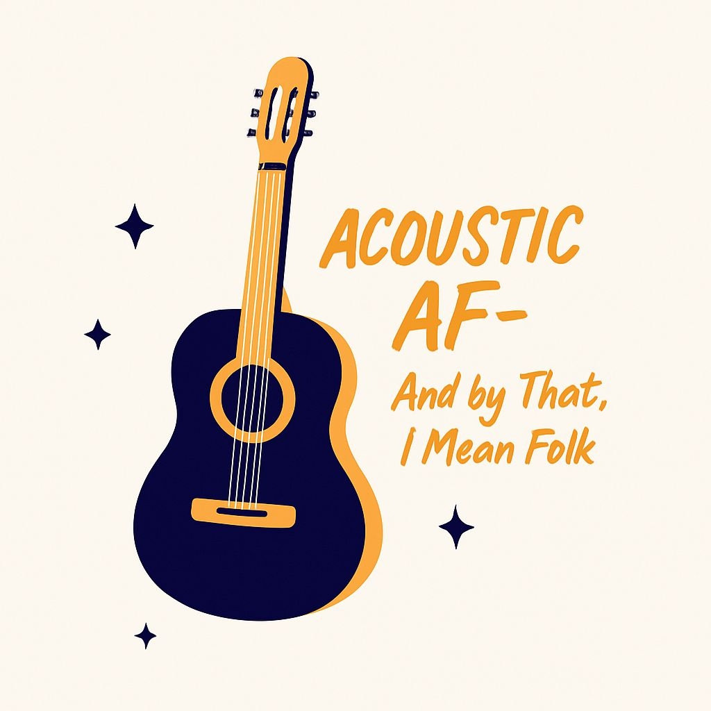 Navy Blue and Amber Acoustic Guitar Minimalist Sticker