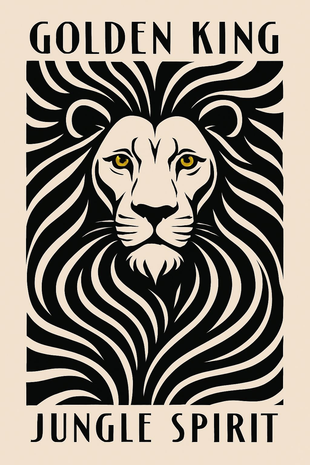 Majestic Lion's Face with Golden Eyes and Text Poster