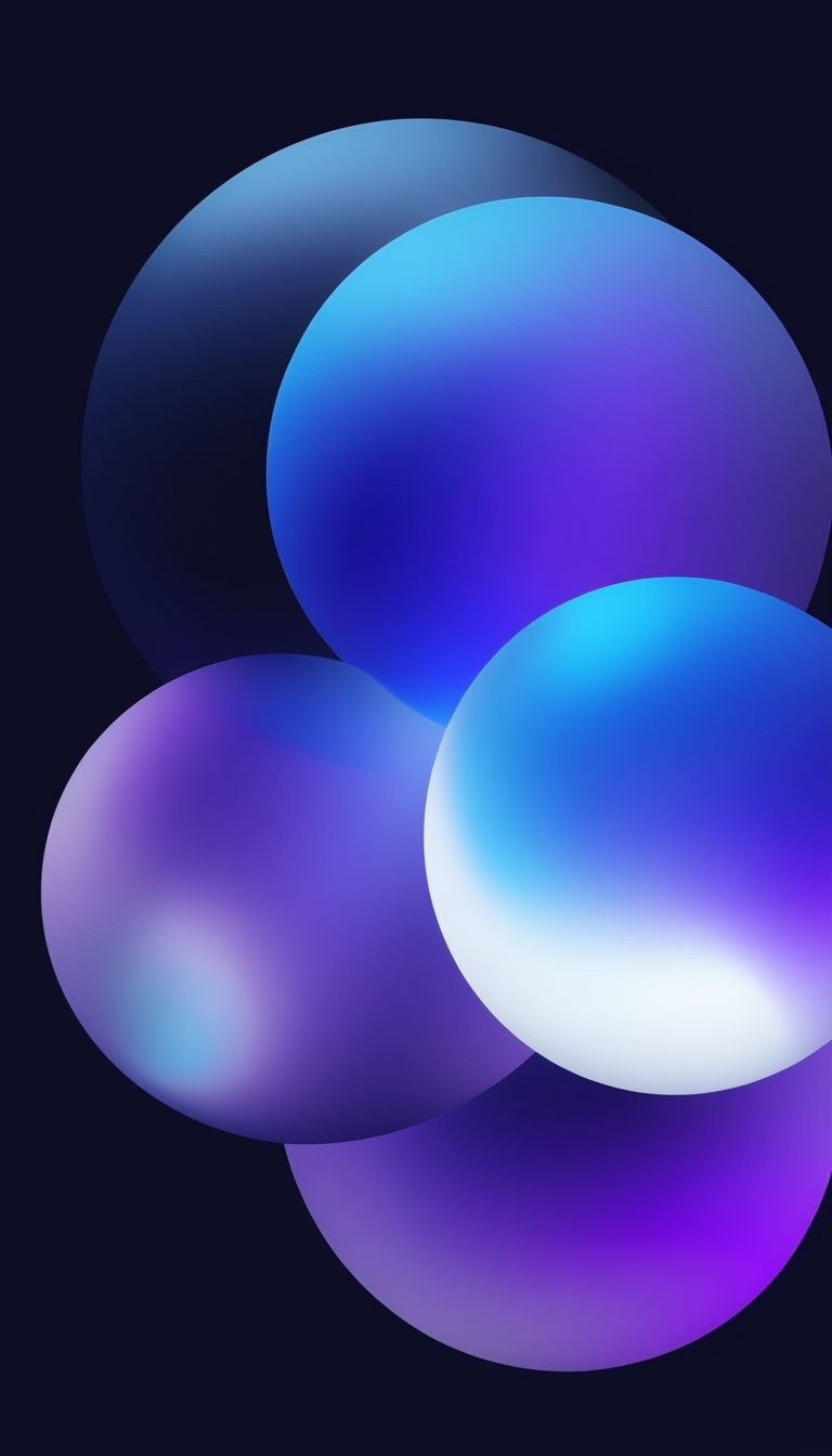 Vivid Abstract Gradient Spheres on Dark Blue Background Mobile Wallpaper