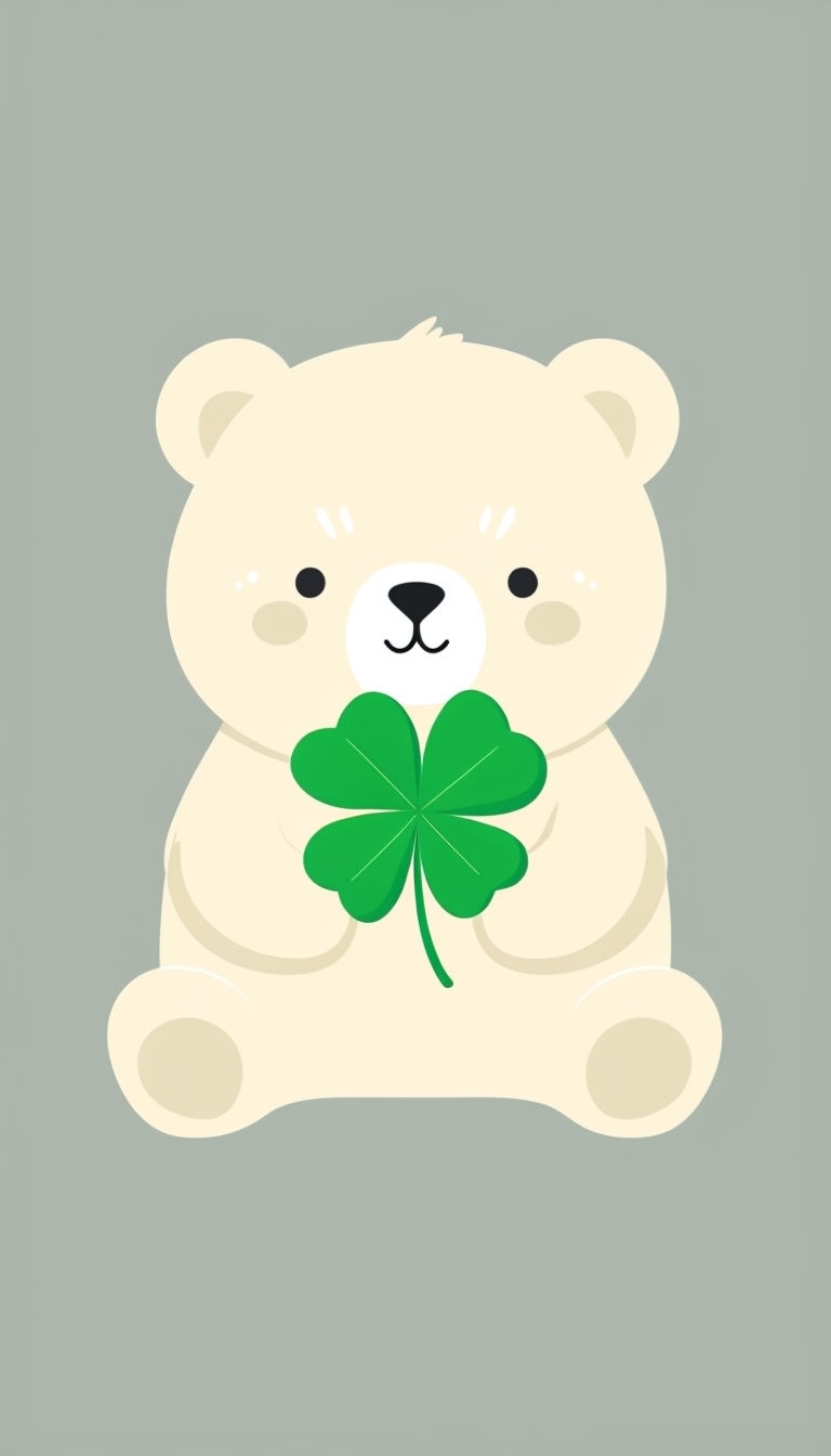 Cute Cartoon Bear Holding Four-Leaf Clover Phone Case Cover