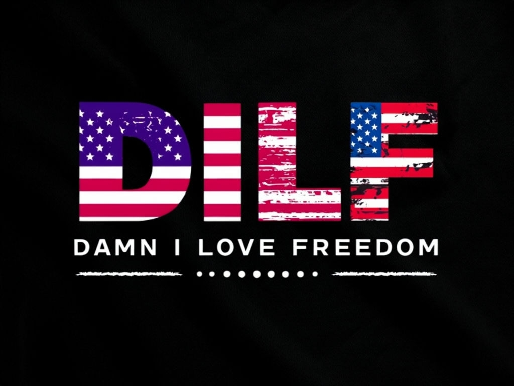 Patriotic DILF Text Design with Freedom Quote T-Shirt