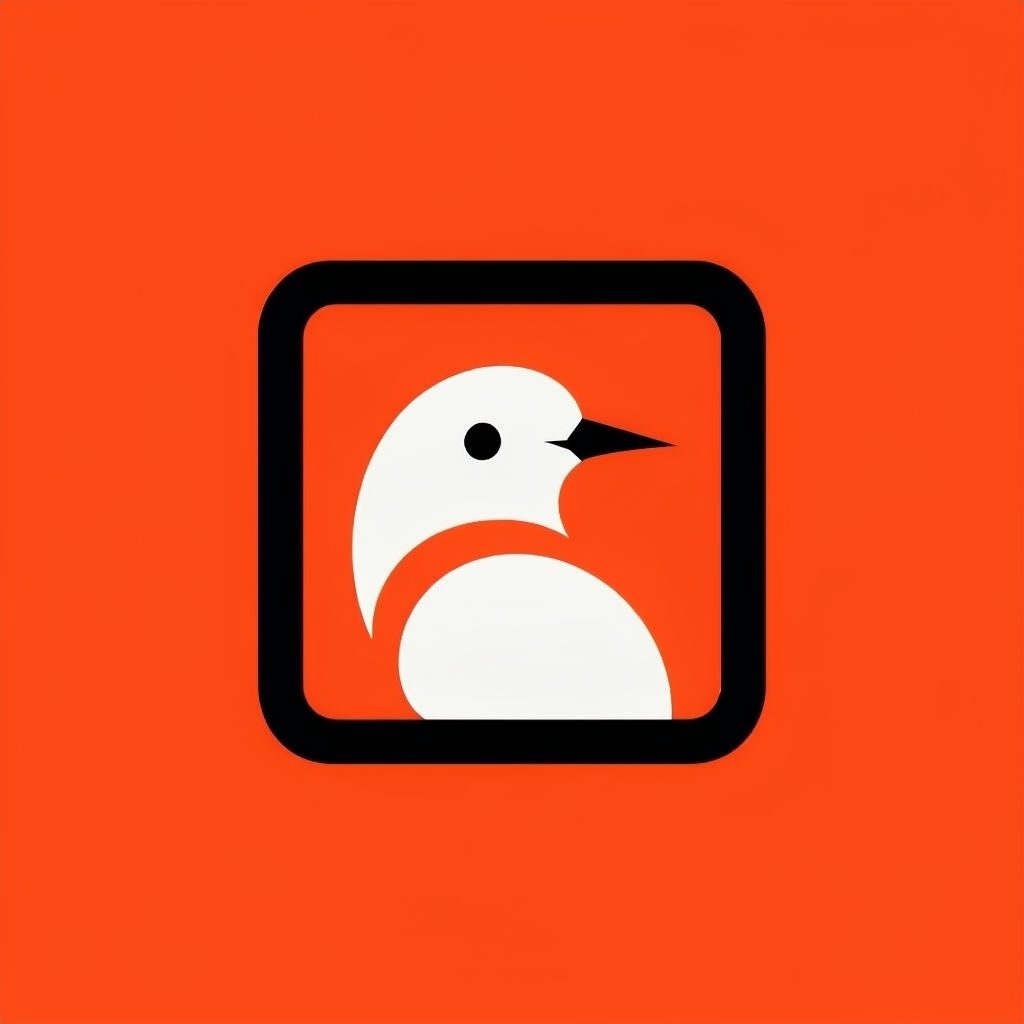 Stylized Bird Logo on Bright Orange Background Design Logo