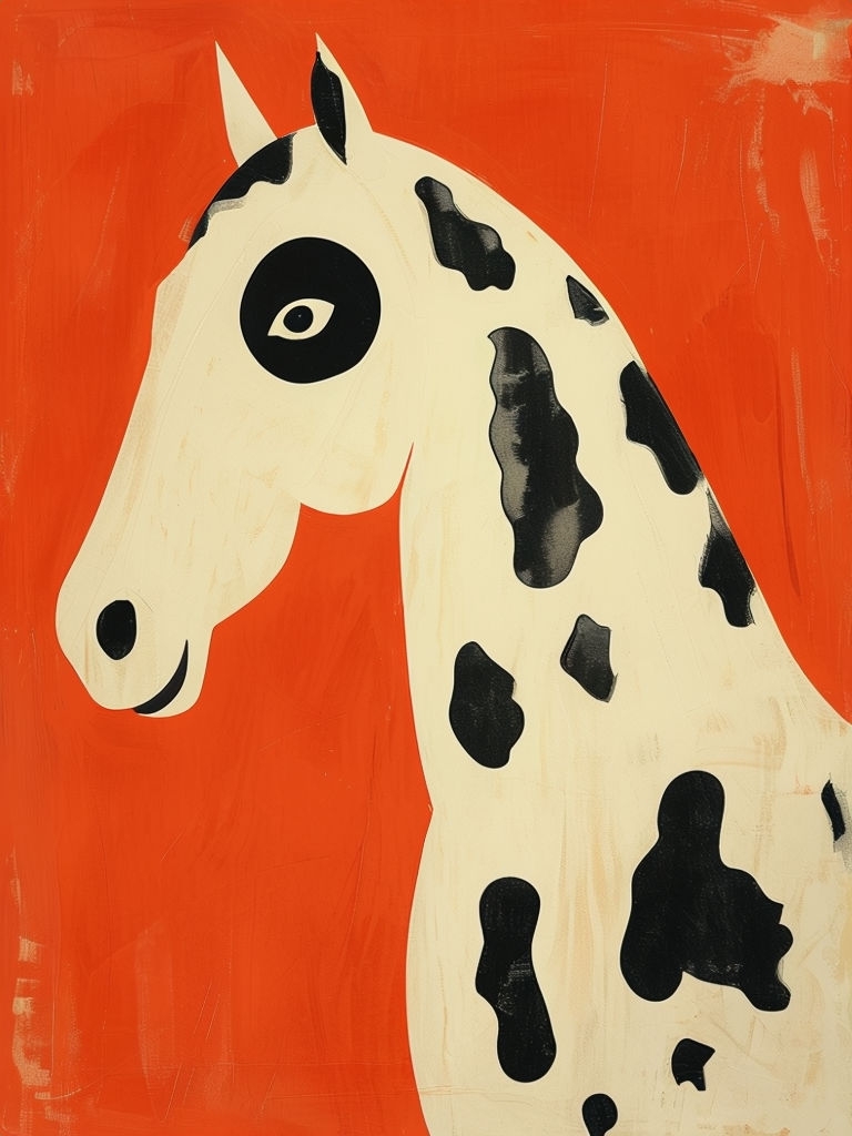 Stylized Minimalist Horse Illustration Art Poster