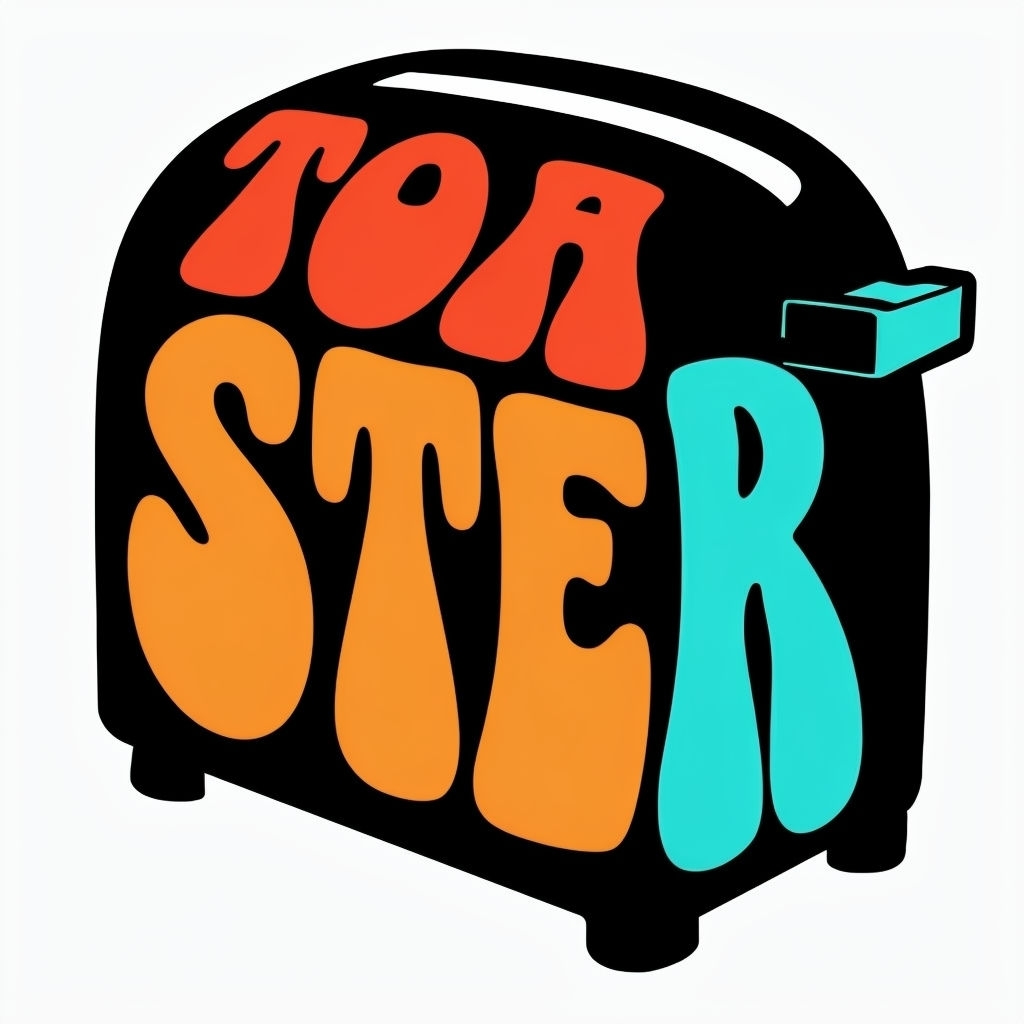 Playful Retro Toaster Typography Illustration Sticker