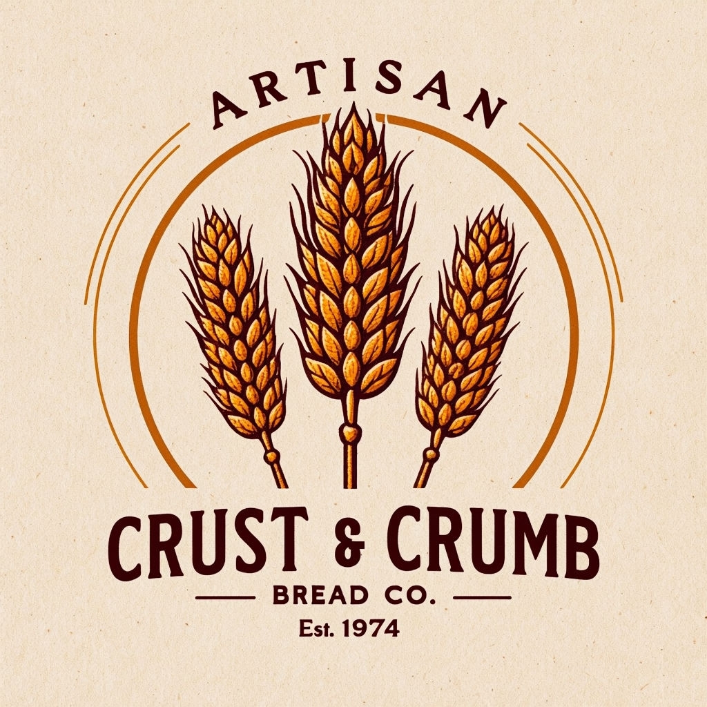 Stylized Wheat Stalks Artisan Bread Company Logo