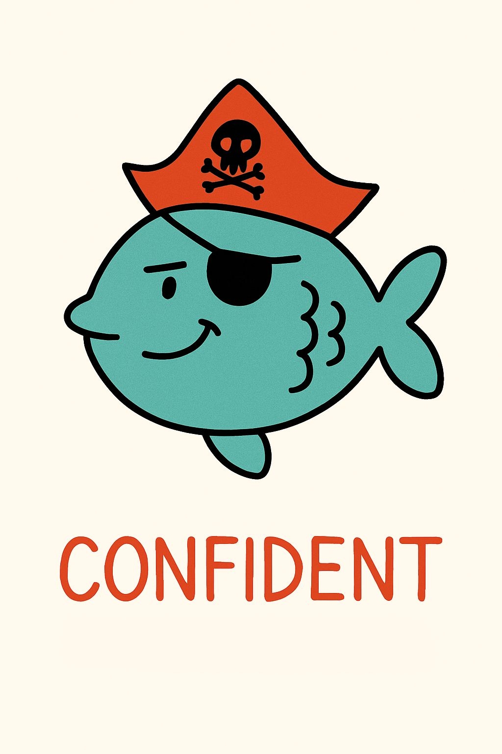 Playful Confident Pirate Fish Cartoon T-Shirt