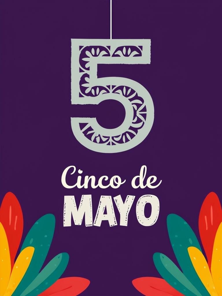Festive Cinco de Mayo Graphic with Floral Patterns Social Media Post