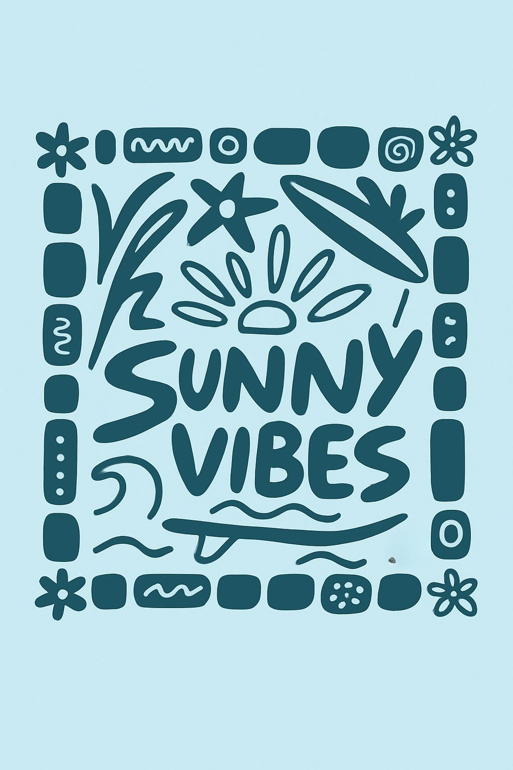 Sunny Vibes Minimalist Beach-Themed Illustration T-Shirt