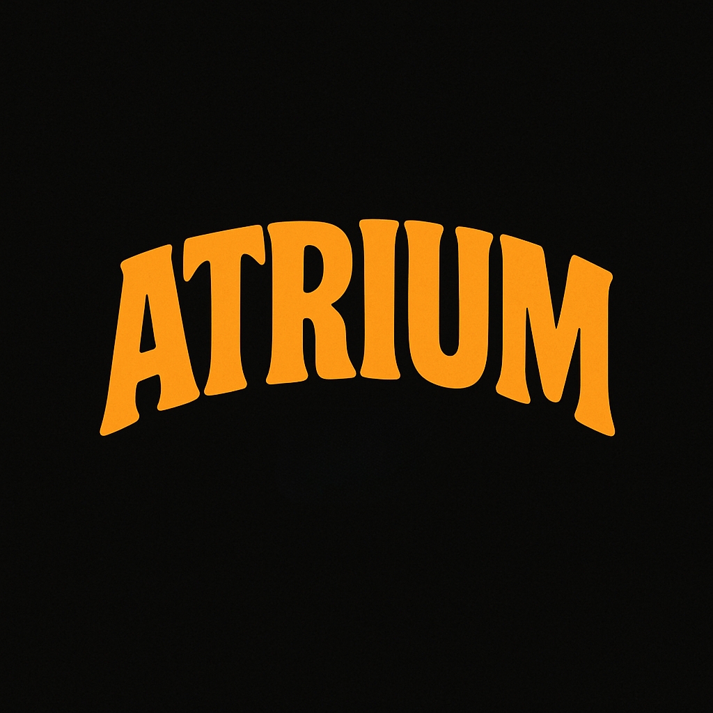Bold Retro ATRIUM Typography on Black Background Logo