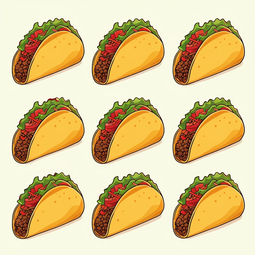 Colorful Cartoon Taco Grid Pattern Sticker