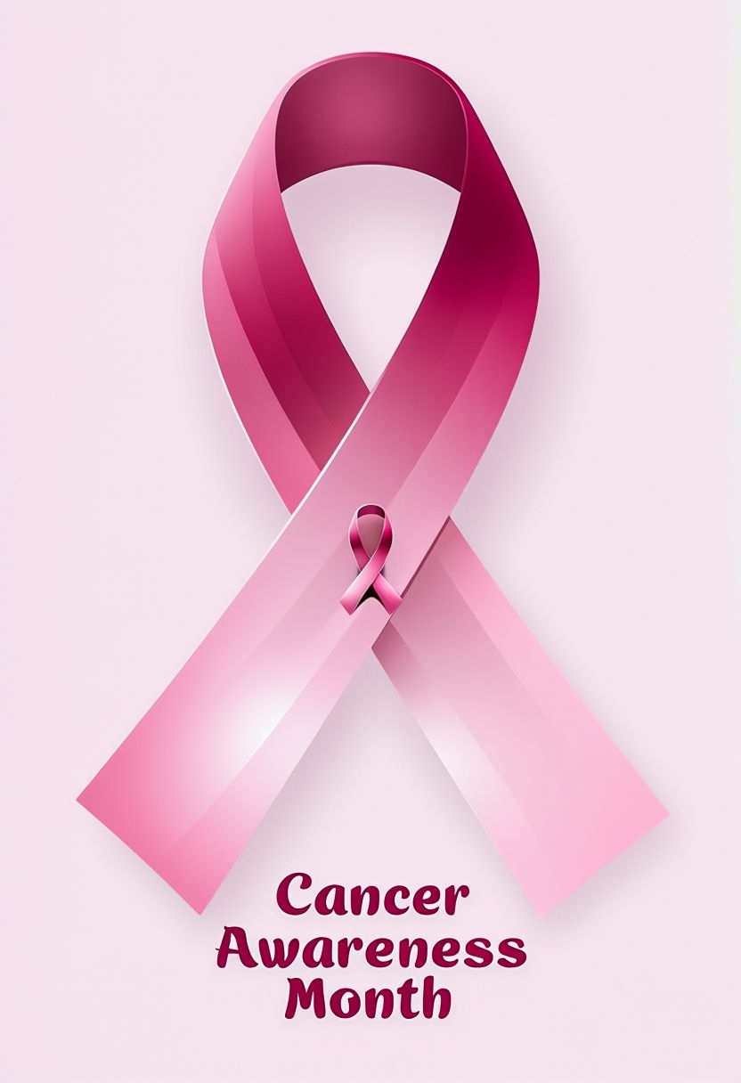 Pink Ribbon Cancer Awareness Month Digital Art Poster