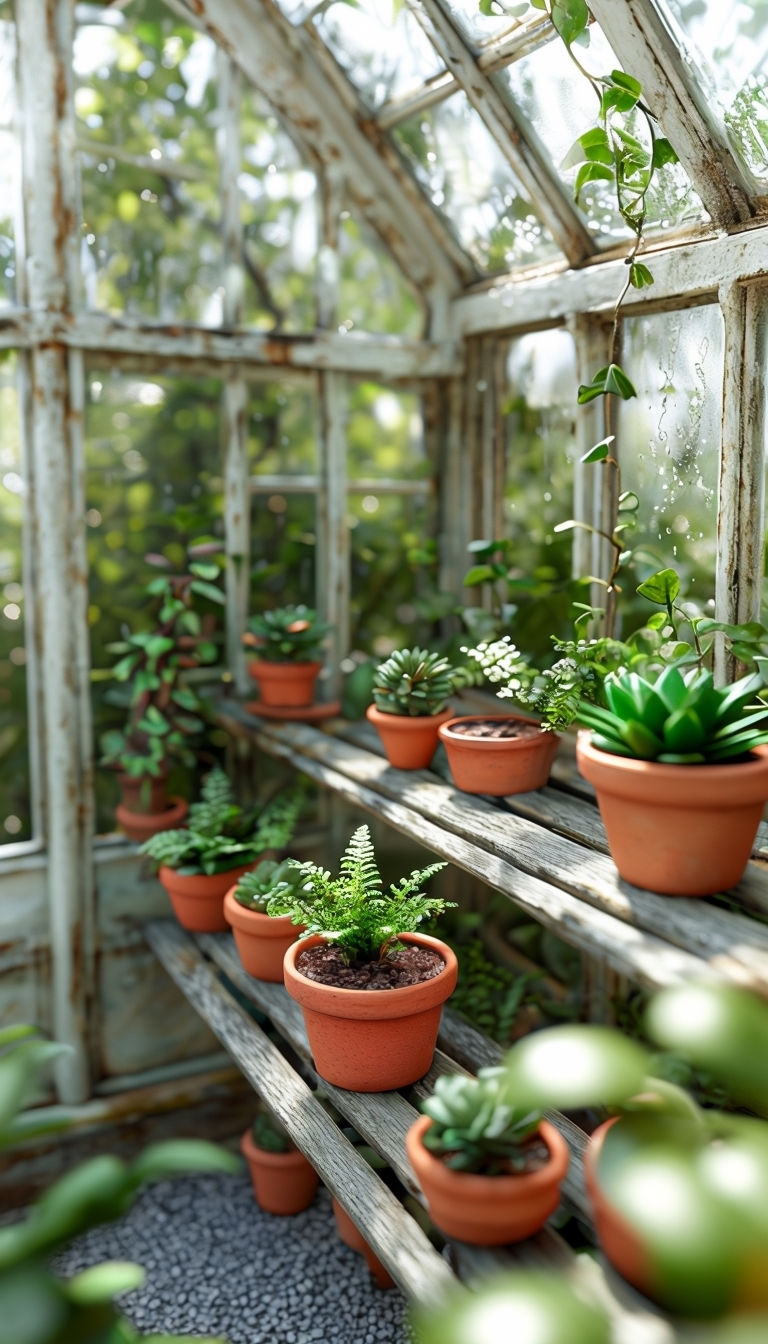 Miniature Victorian Greenhouse Hyperrealistic Art Mobile Wallpaper