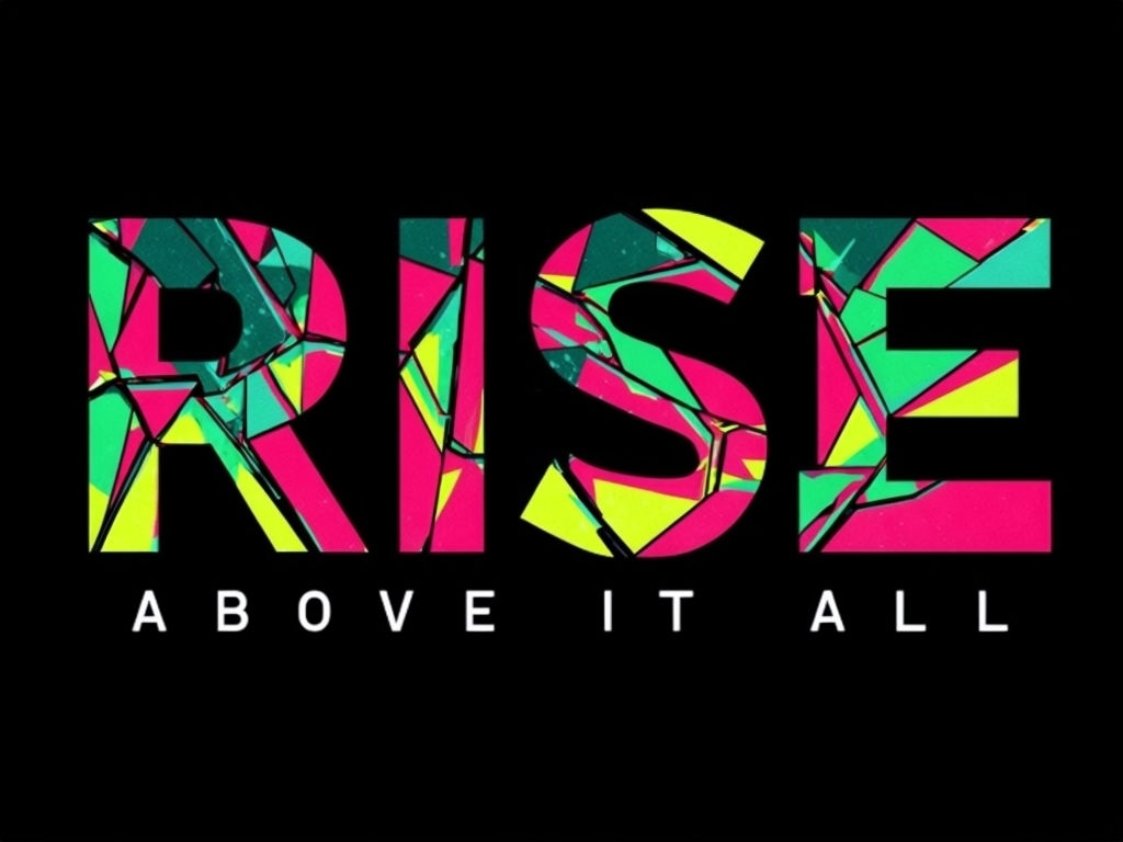 Bold RISE Above It All Neon Text T-Shirt