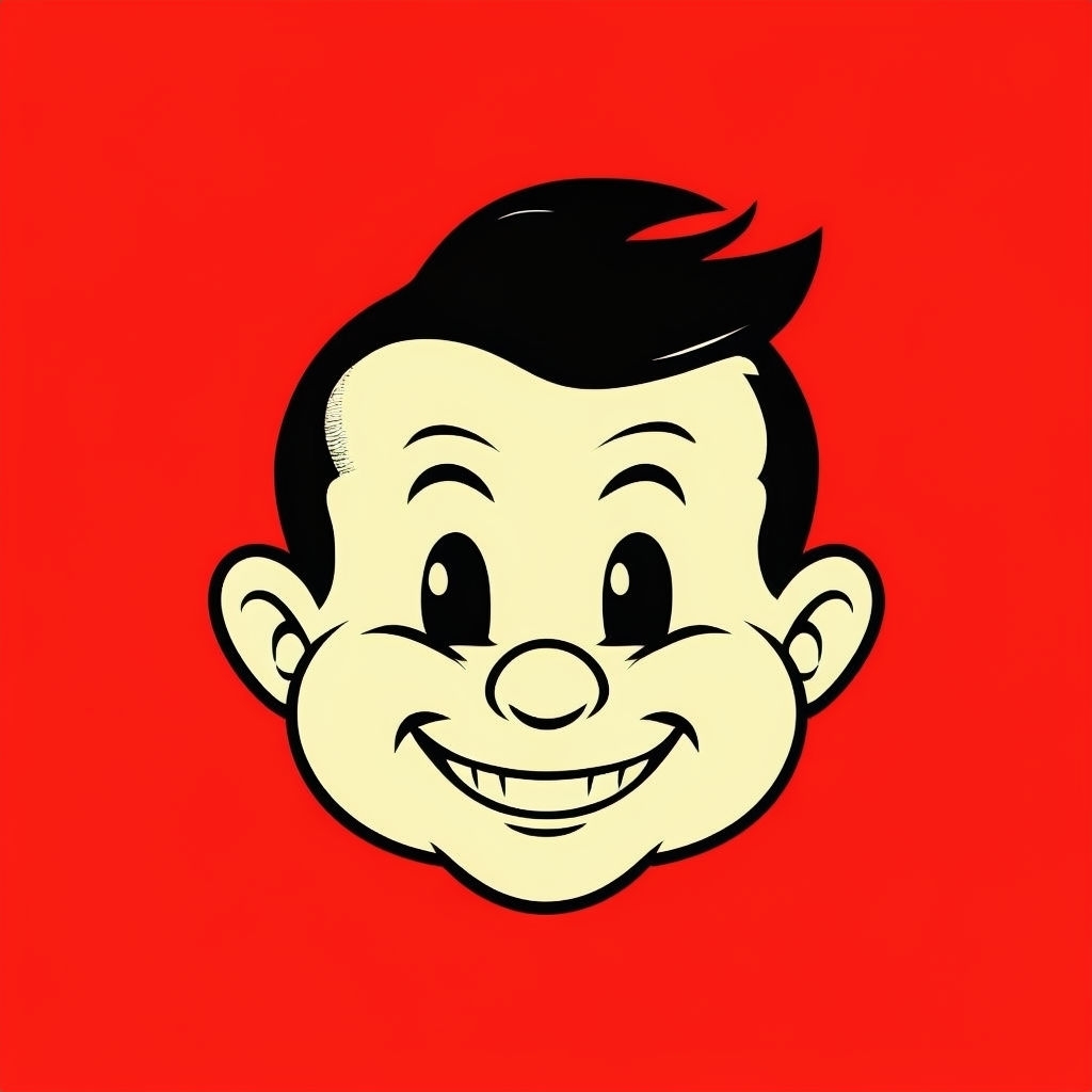 Cheerful Vintage Cartoon Boy Face on Red Background T-shirt