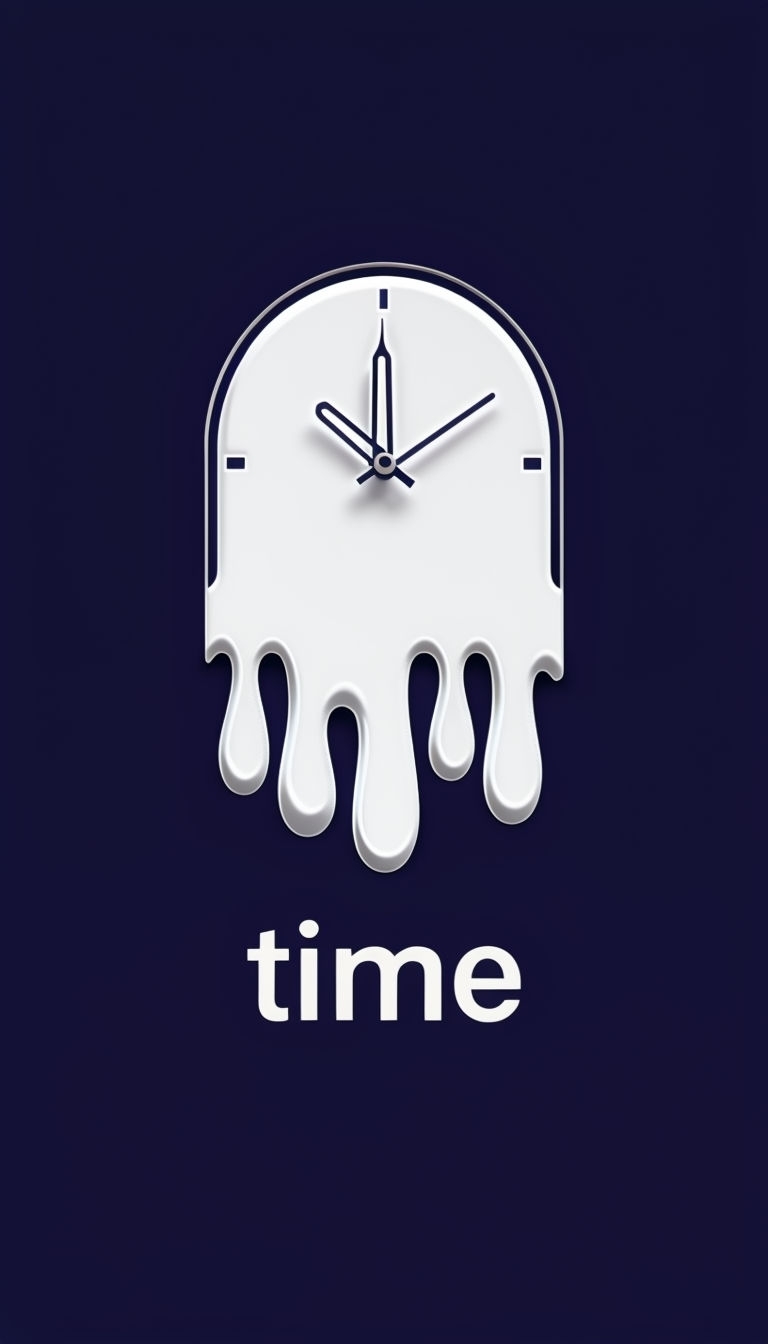 Melting Clock Graphic Design for Contemplative Social Media Post