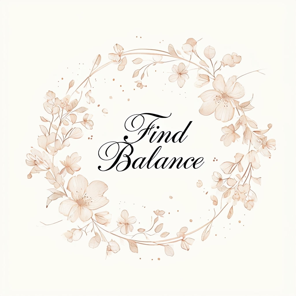 Elegant Find Balance Motivational Floral Art Print Poster