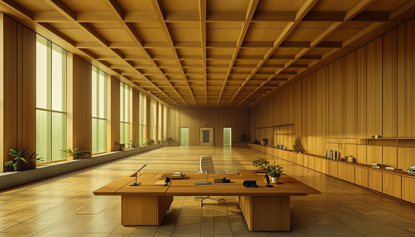 Modernist Office Interior with Geometric Design Virtual Background