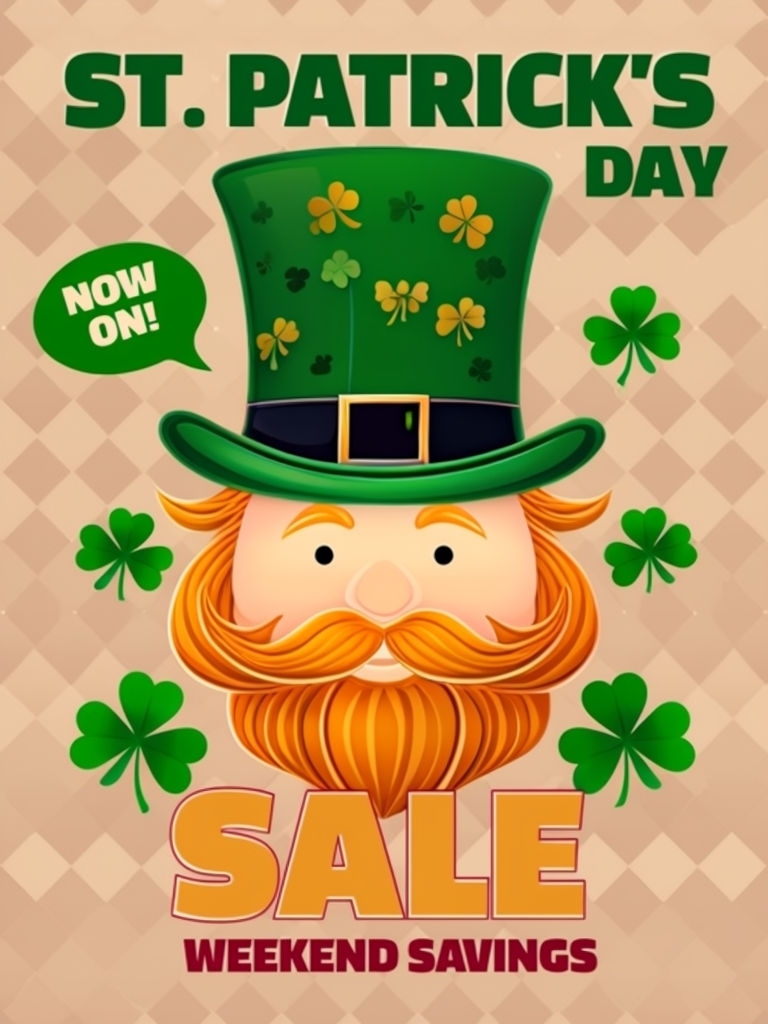 Vibrant St. Patrick's Day Leprechaun Graphic for Sale Promotion Social Media Post