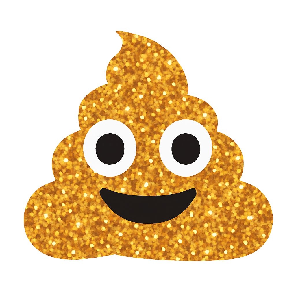 Sparkling Whimsical Poop Emoji Icon with Glitter Details Sticker