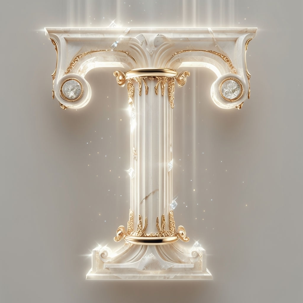 Regal Ethereal Monogram 'T' in Luxurious Heavenly Design Monogram