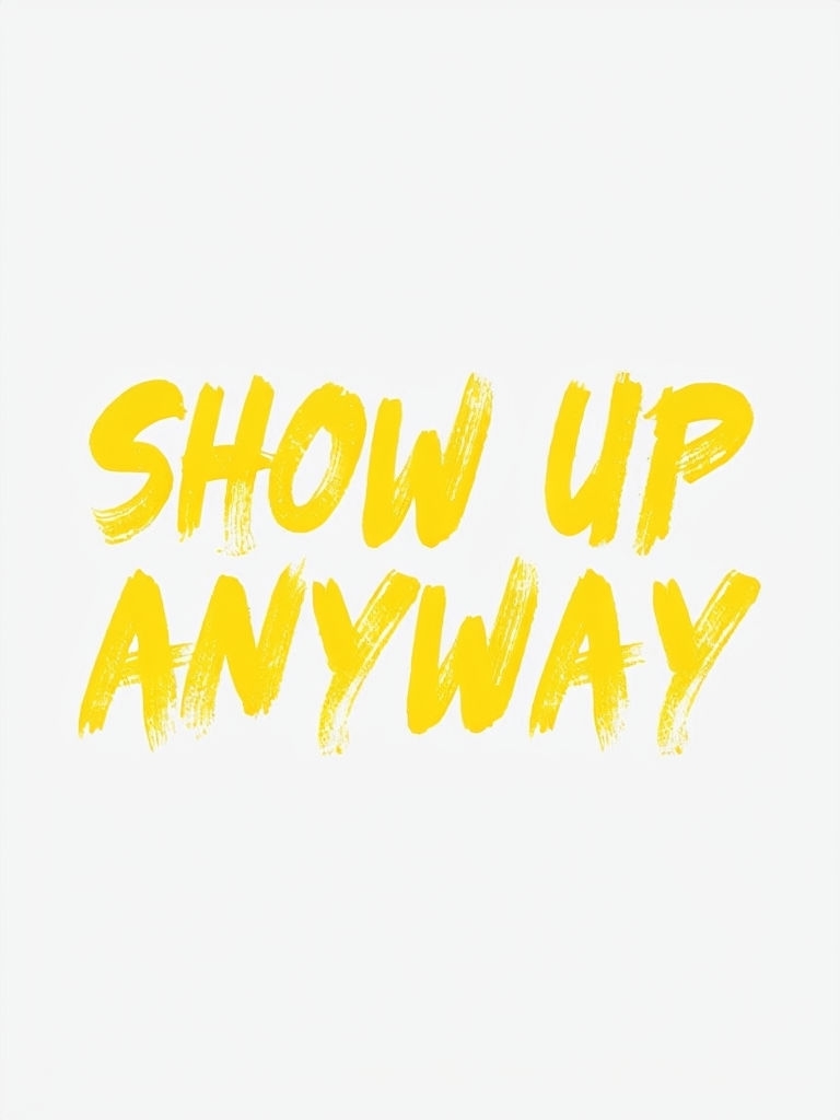 Bright Yellow 'SHOW UP ANYWAY' Motivational Quote Poster