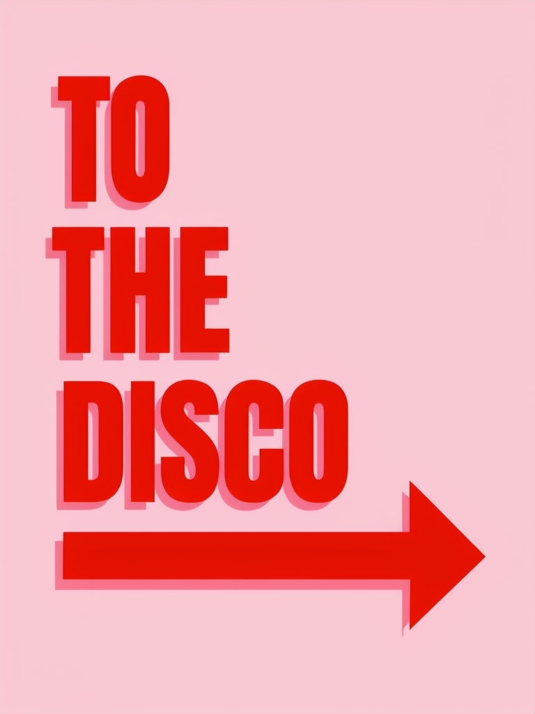 Vibrant Crimson 'To The Disco' Minimalist Graphic Poster
