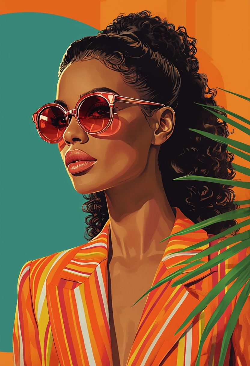 Vintage Portrait of Confident Woman with Sunglasses Art