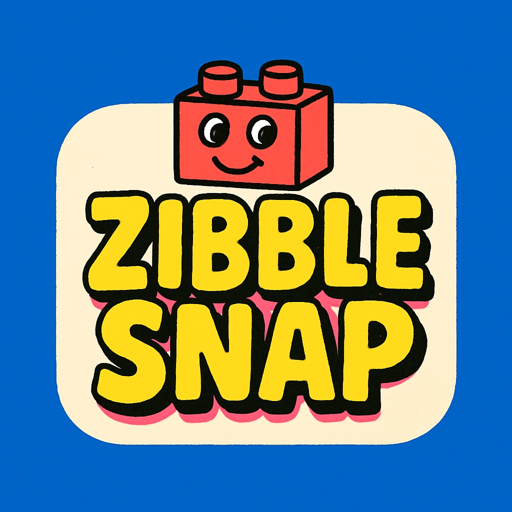 Playful Zibble Snap Lego Brick Cartoon Logo Design