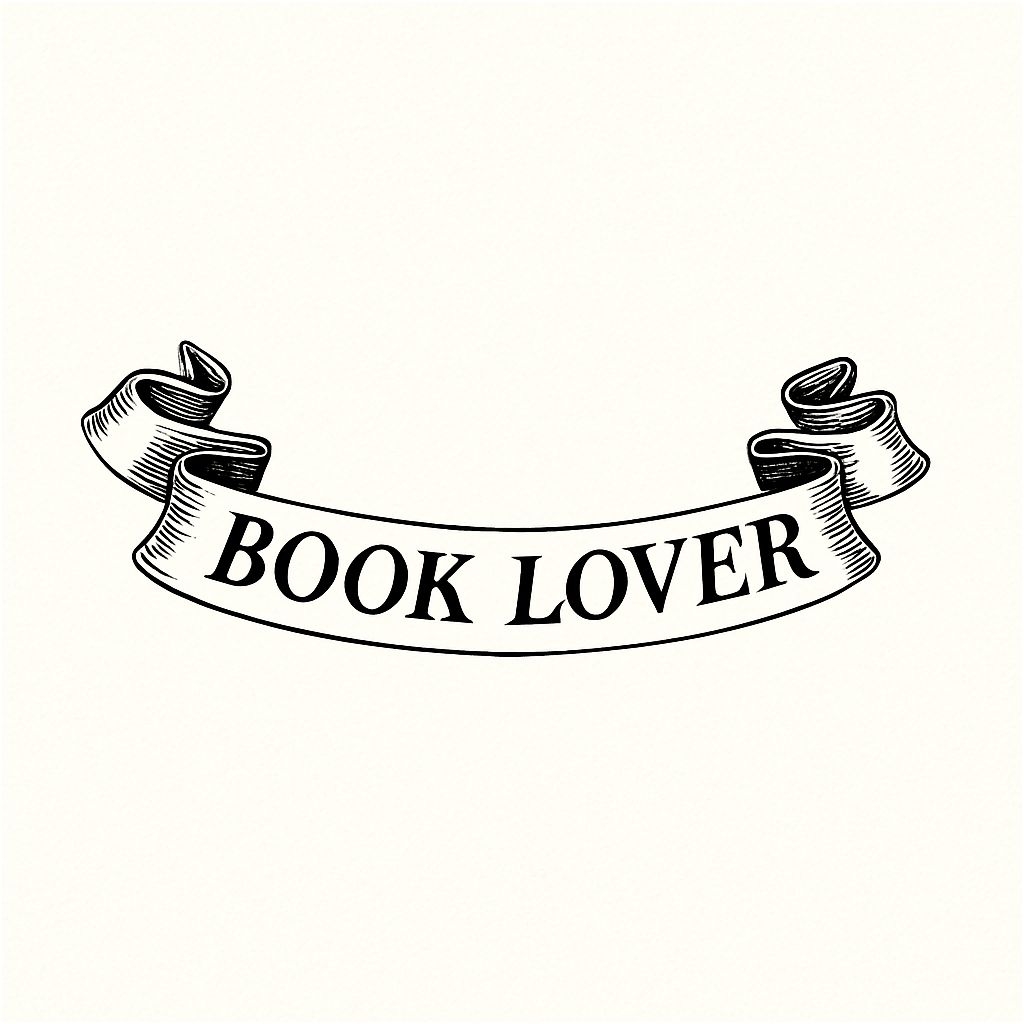 Elegant Black Ribbon Banner with Book Lover Text Sticker