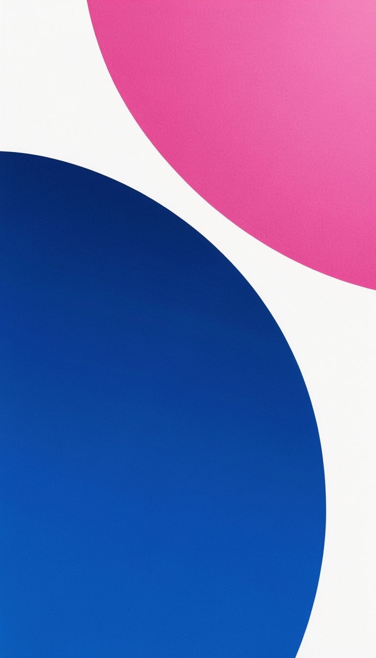Minimalist Abstract Blue and Pink Shapes on White Background Mobile Wallpaper