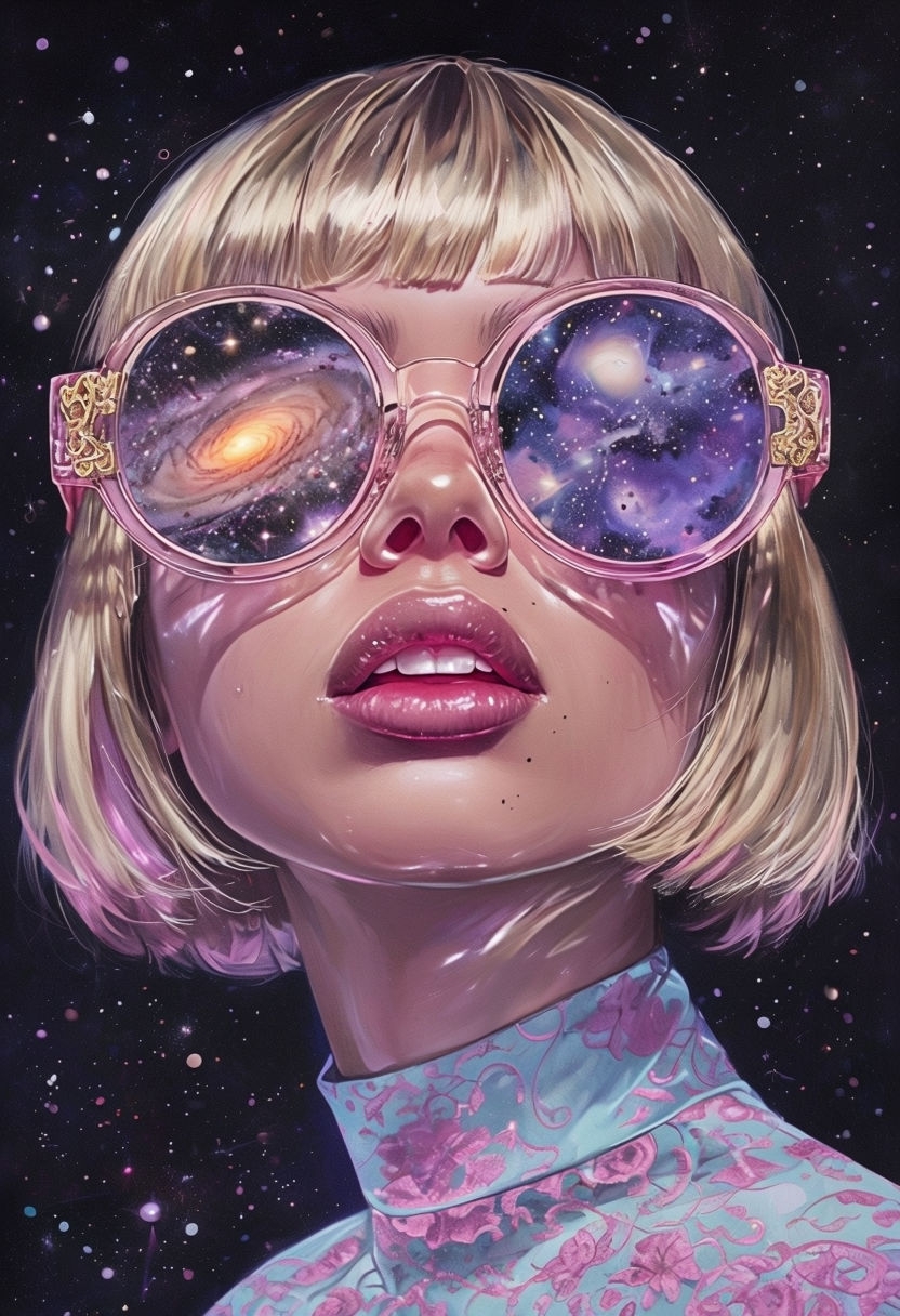 Cosmic Reflections in Oversized Sunglasses Digital Art