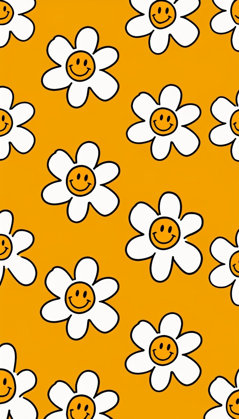 Cheerful Cartoon Daisy Flowers Pattern Phone Case Cover