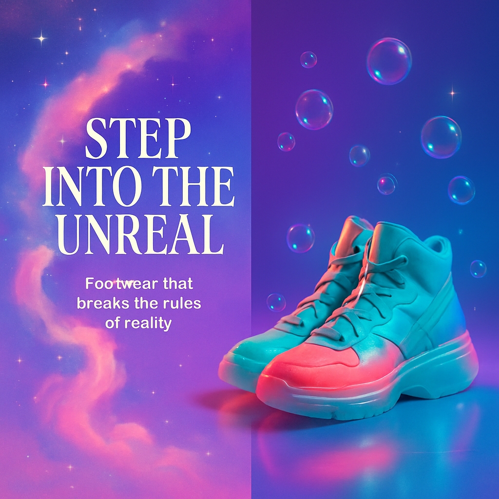 Futuristic High-Top Sneakers Cosmic Advertisement Design Ads