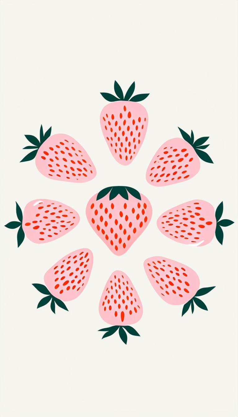 Pastel Pink Stylized Strawberries Circular Pattern Phone Case Cover