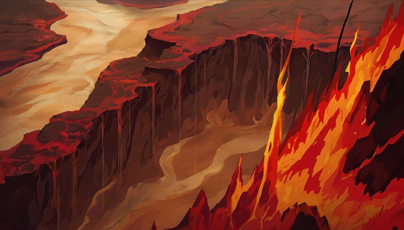 Intense Otherworldly Lava Canyon Digital Landscape Background
