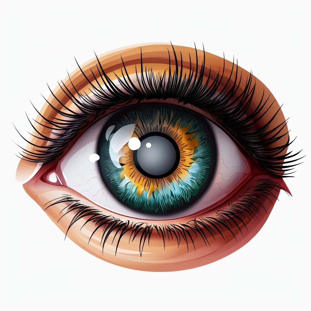 Intricate Human Eye Illustration with Gradient Iris Sticker